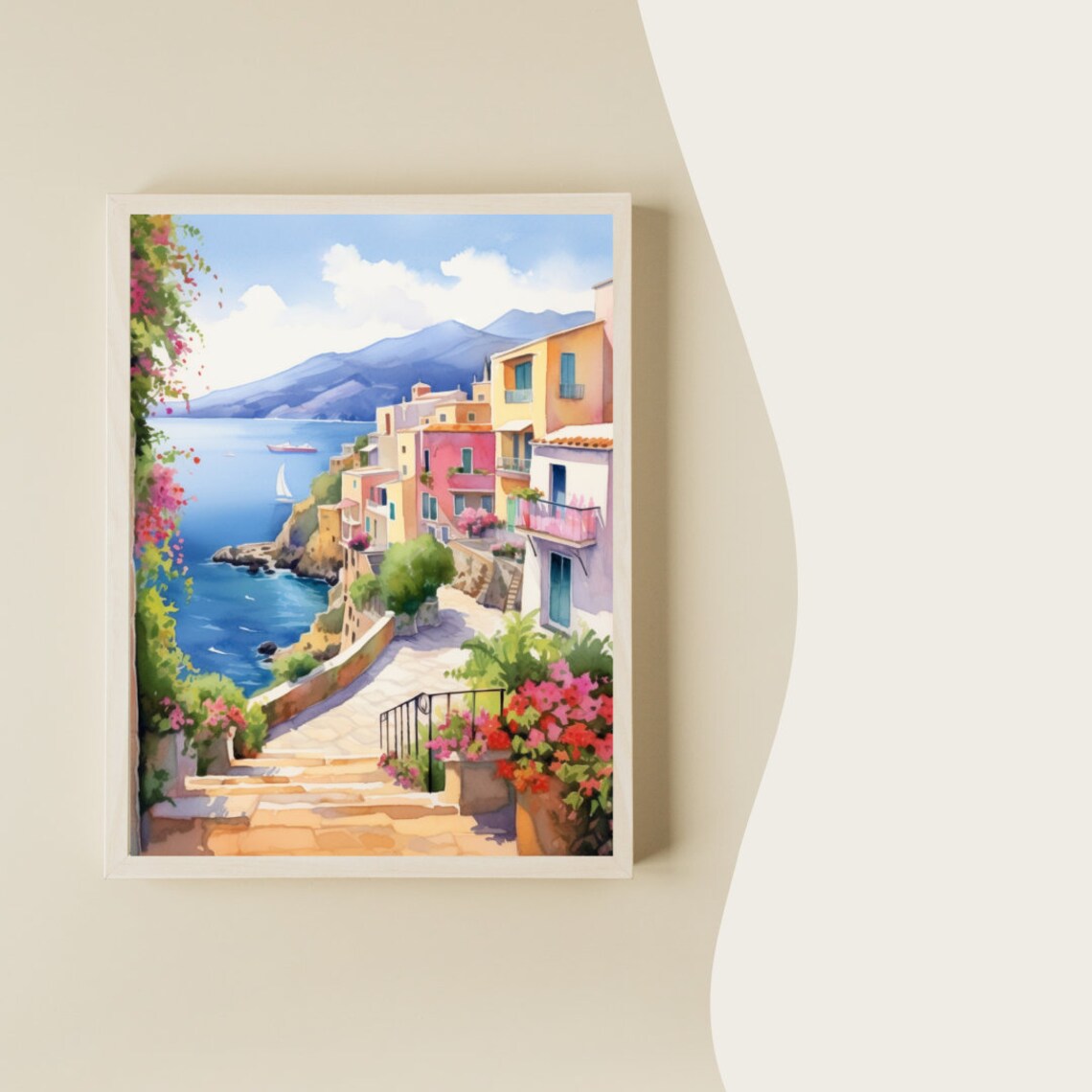 Crete Watercolor Travel Poster, Greece Aegean Coast - Image 2