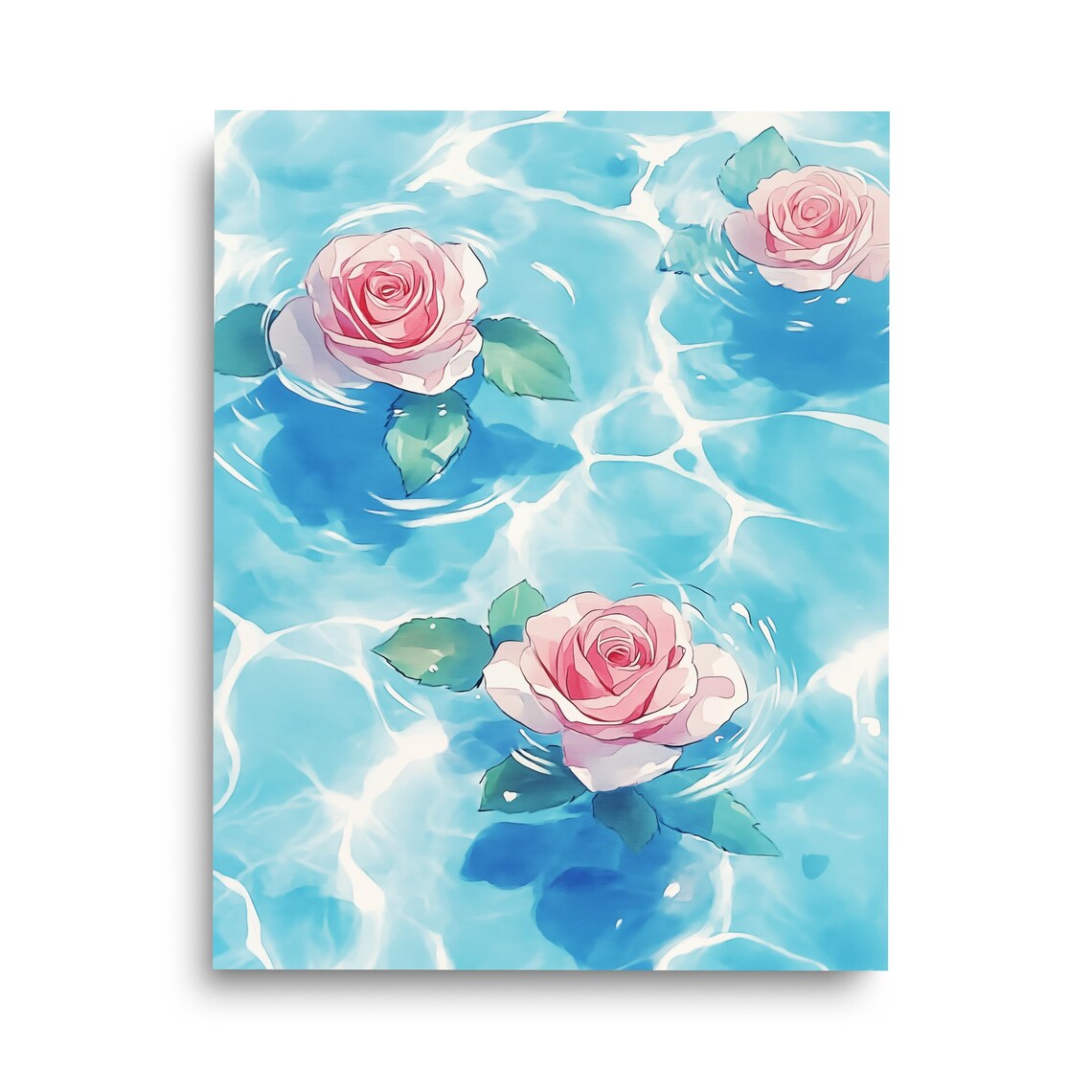 Roses On Water Watercolor Floral Art Print