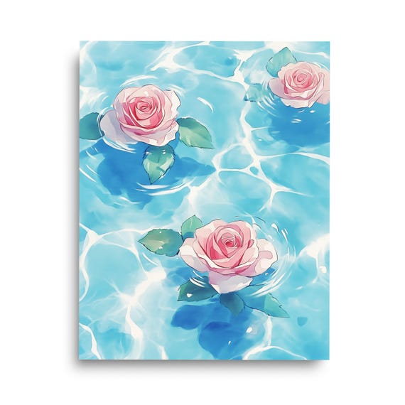 Roses On Water Watercolor Floral Art Print
