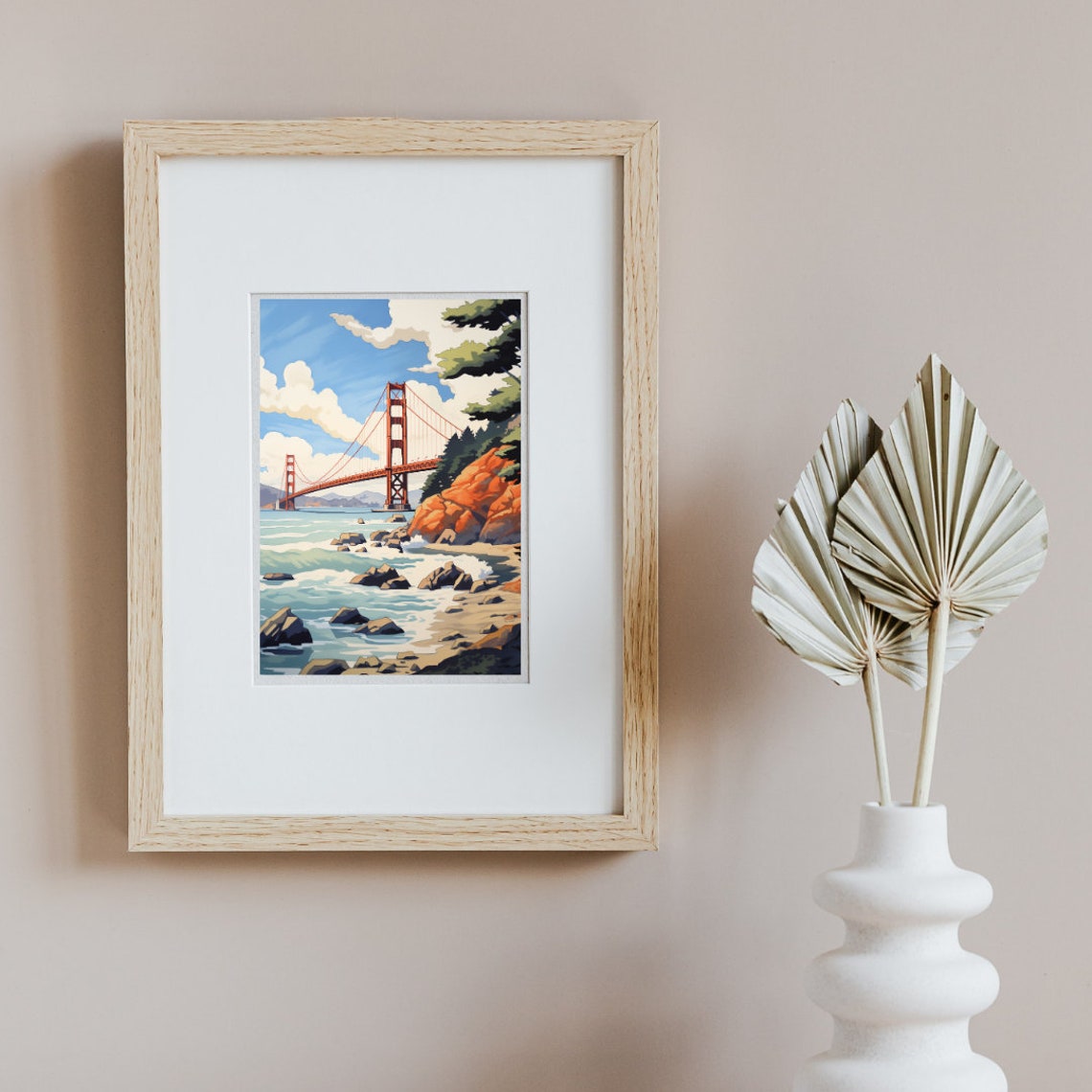 Golden Gate Bridge Over Rocky Bay Shores San Francisco Travel Poster - Image 2