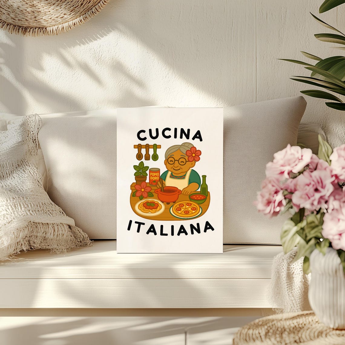 Cucina Italiana Italy Wall Art Italian Kitchen Decor Grandma Artwork Europe Travel Gift Nonna Cooking Cozy Foodie Italia