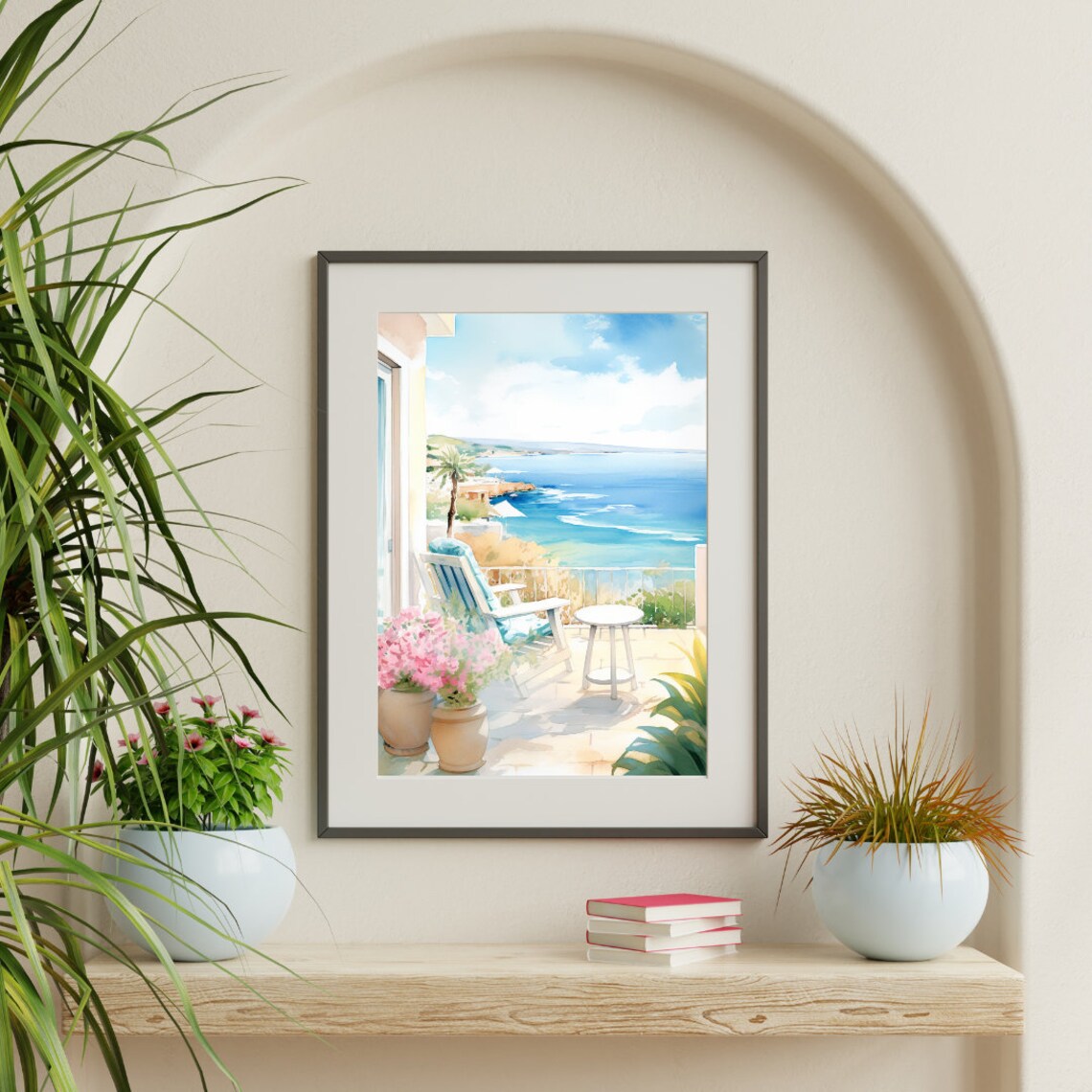 Cyprus Watercolor Seaside Poster, Mediterranean Coast - Image 3