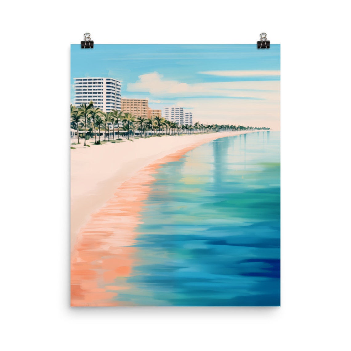 Tropical Beach With Turquoise Water and Palm Trees Florida Poster