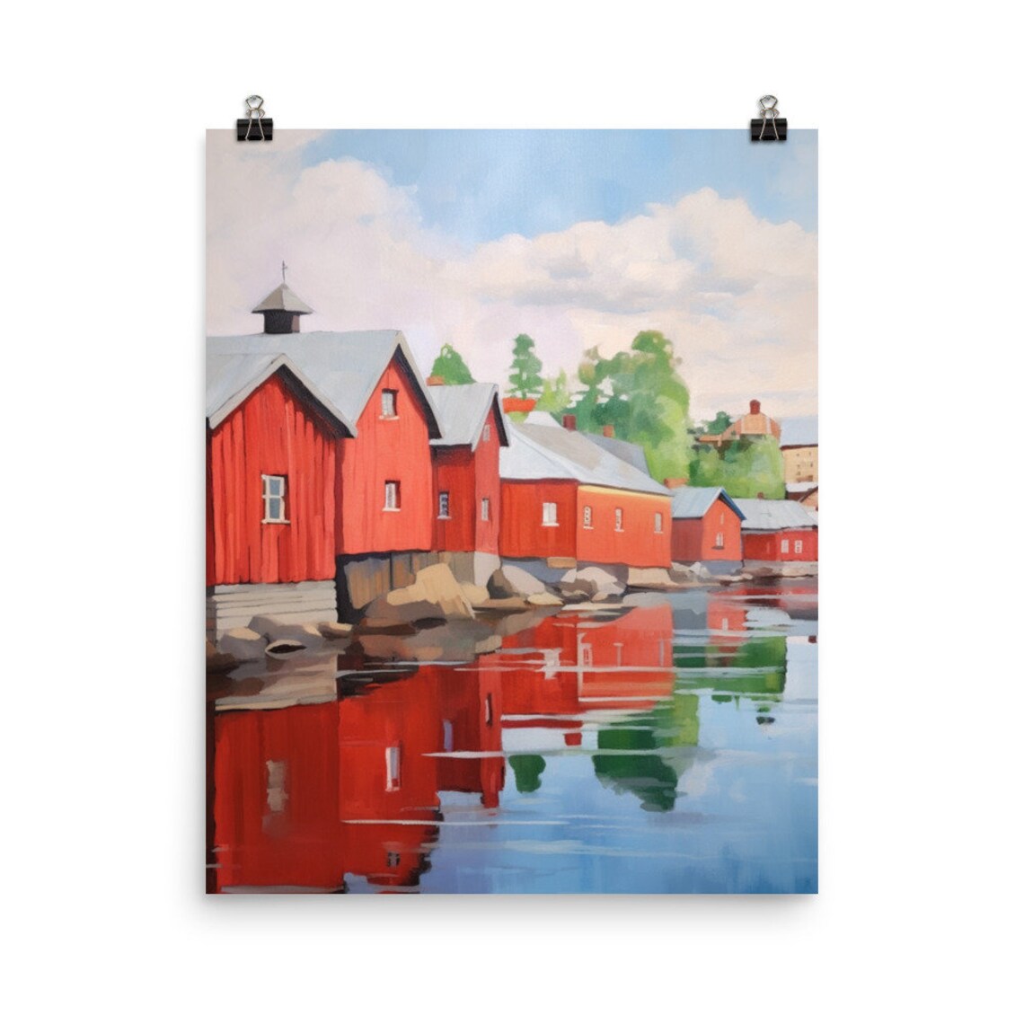 Porvoo Watercolor Cityscape Art Print, Finland