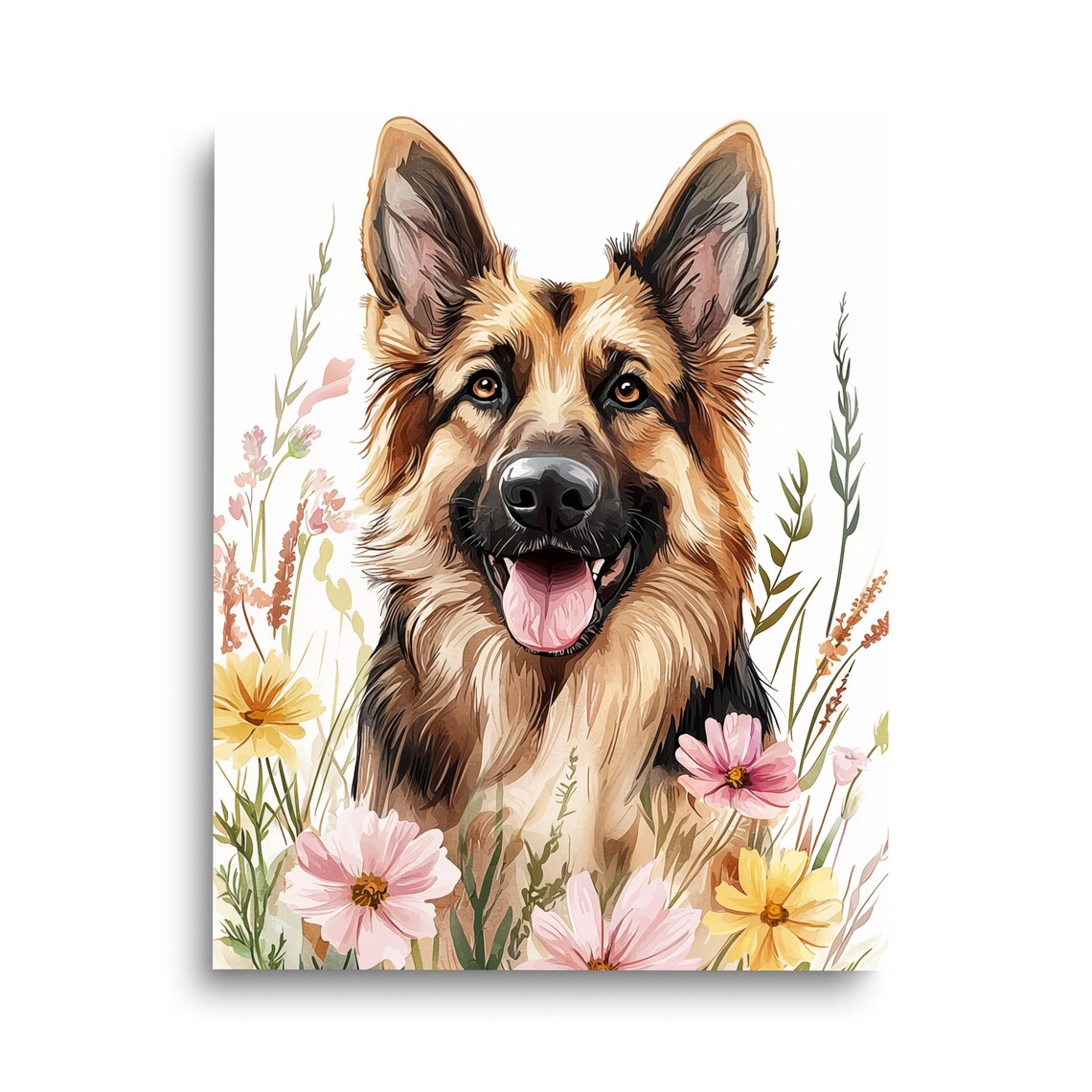 German Shepherd Pet Portrait Art Print, Nursery Decor