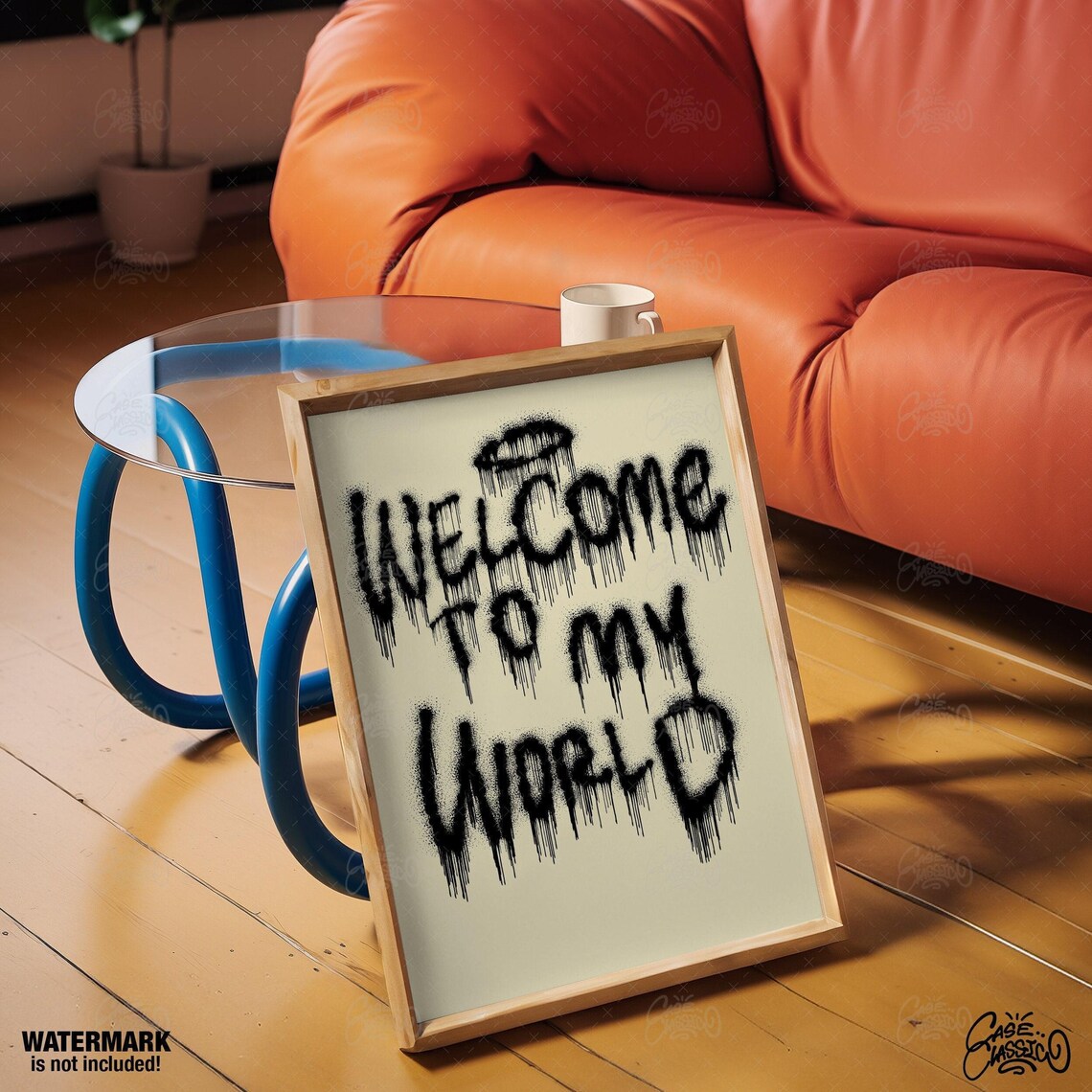 Welcome to My World Dripping Graffiti Typography Poster in Edgy Black Ink