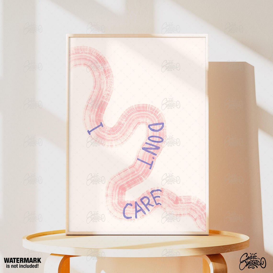 I Dont Care Pink Brush Strokes Modern Indie Quote Art Poster