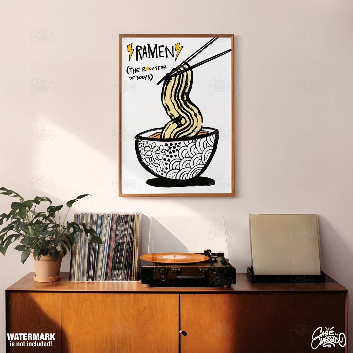 Ramen The Rockstar of Soups Funny Noodle Illustration Kitchen Poster