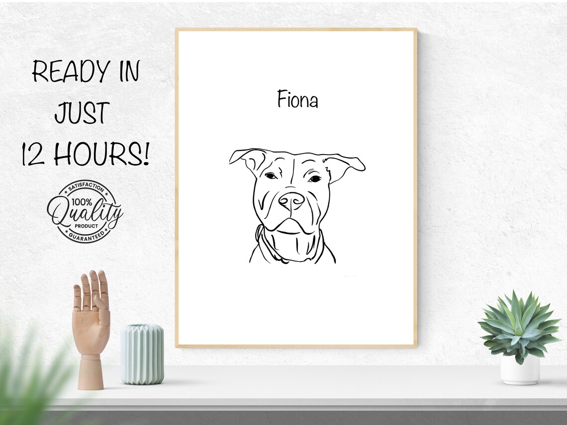 Dog Line Art Custom Line Drawing Art Print