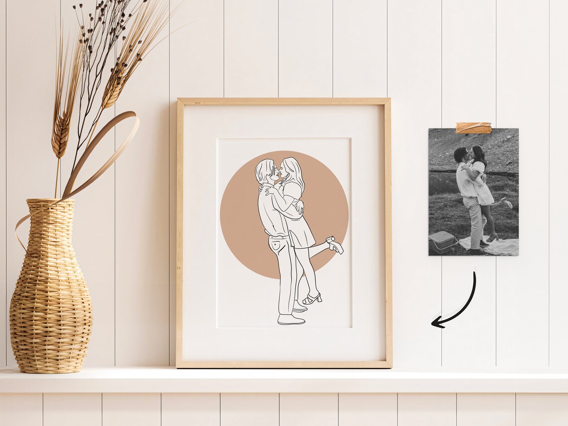Custom Couple Line Drawing Personalized Art Print - Image 3