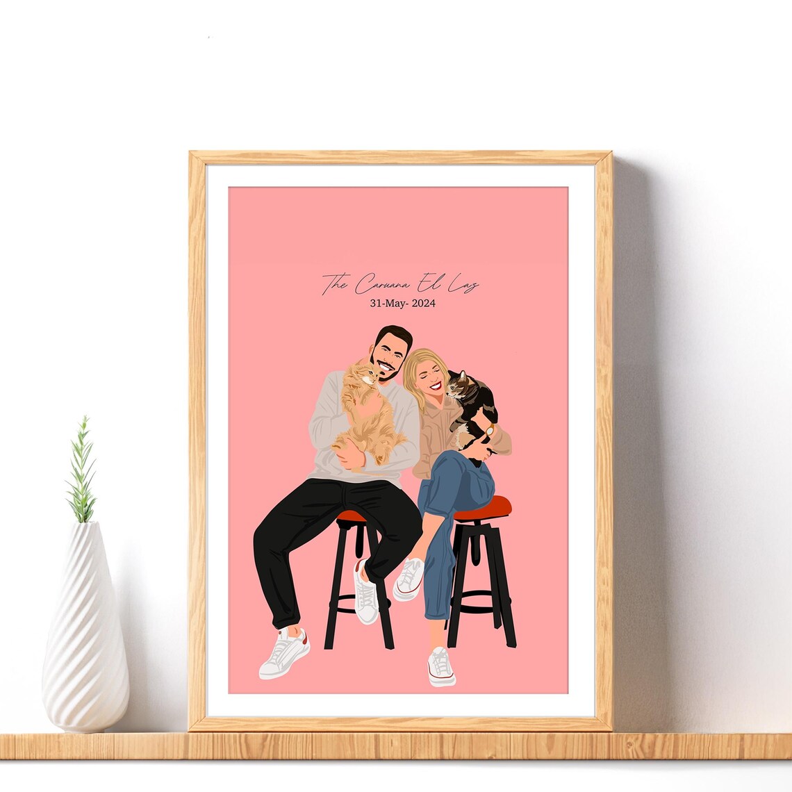 Custom Faceless Couple Portrait, Personalized Print - Image 3