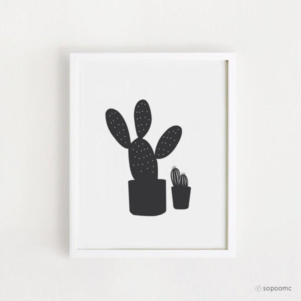 Black And White Cactus Print, Minimalist Art Print
