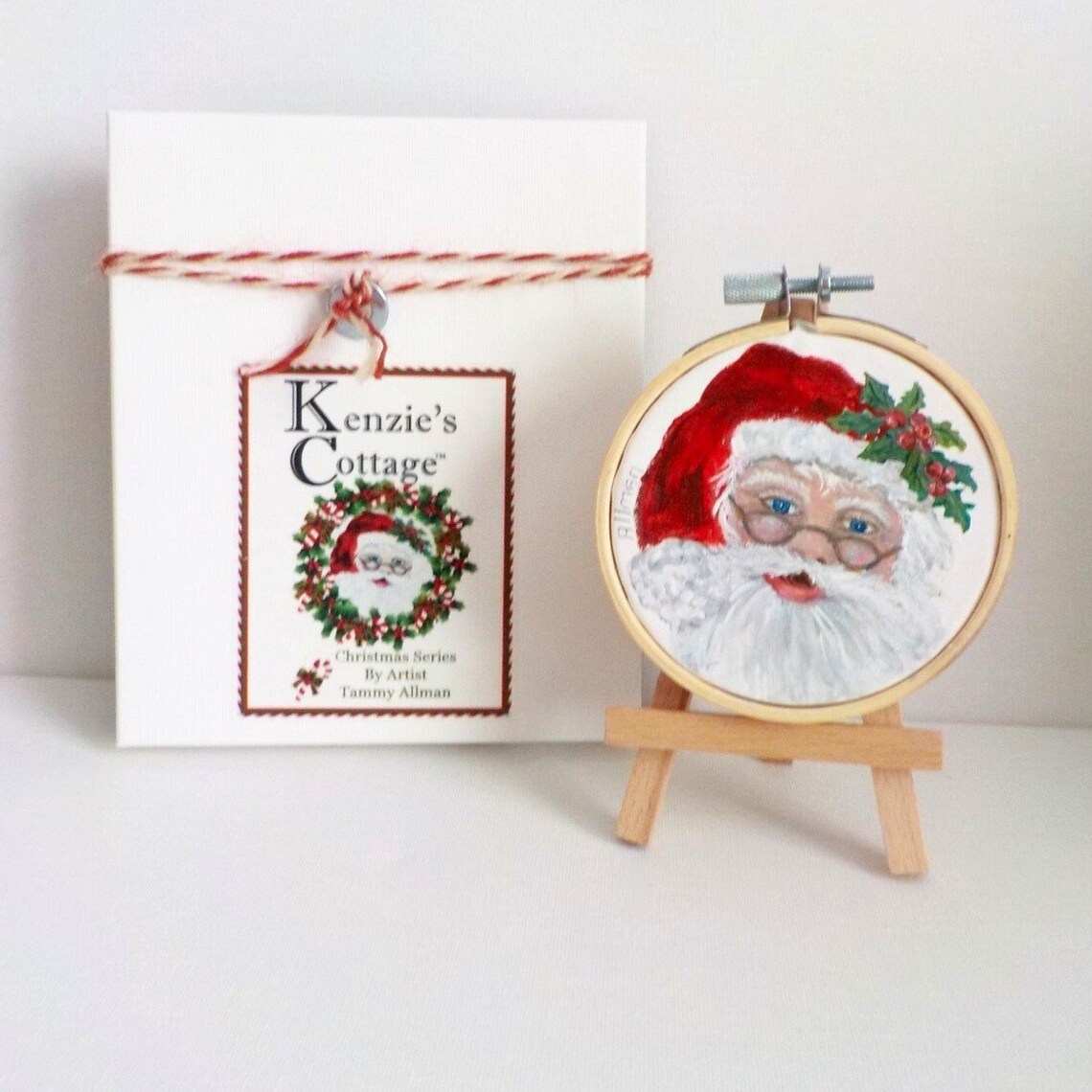 Santa Watercolor Christmas Ornament Art Print
