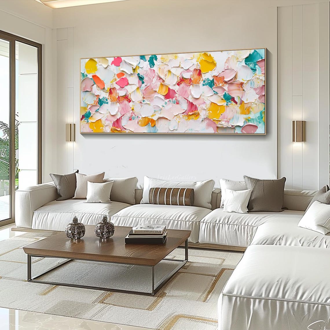 Pastel Petal Palette Knife Abstract Colorful Modern Painting Wall Art - Image 4