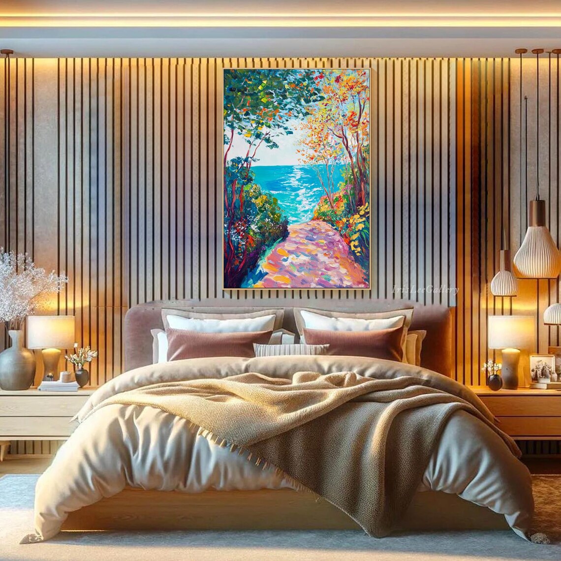 Original Vibrant Coastal Painting On 3d Textured Wall Art Colorful Seascape Art Modern Handmade Nautical Art Unique Living Room Art - Image 4