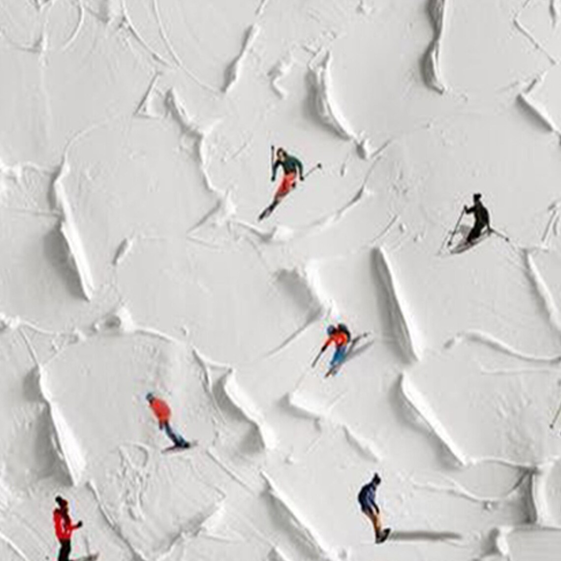 Skiing Sports Snowy Mountain Art Print, 3D Texture - Image 2