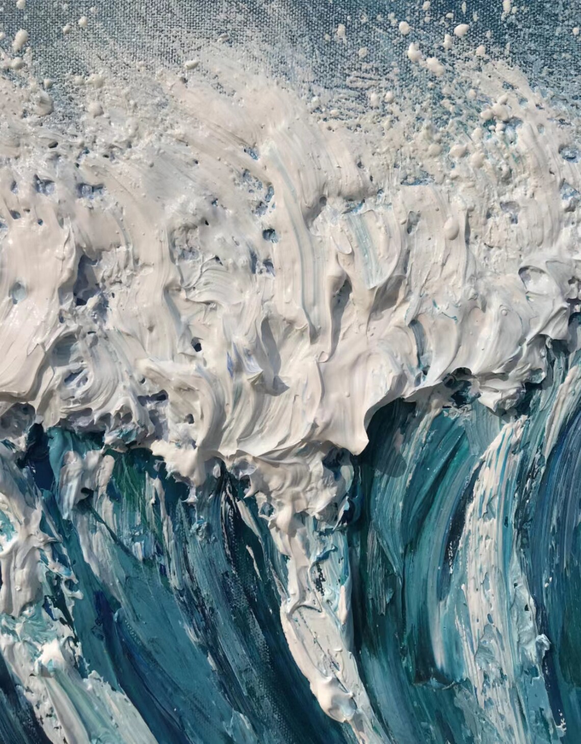 Original Surf Wall Art, Blue Ocean Waves Painting - Image 3