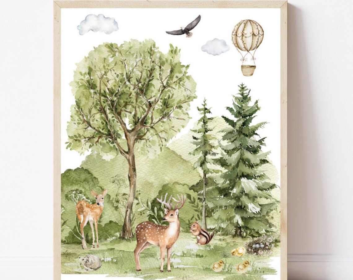 Woodland Nursery Art Print, Kids Room Decor