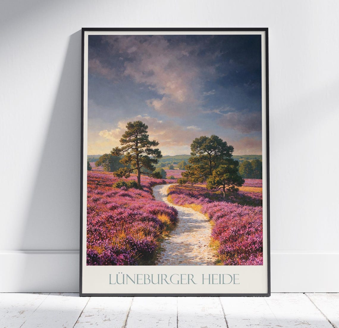 Luneburger Heide Germany Heather Moorland Path Pines Travel Poster
