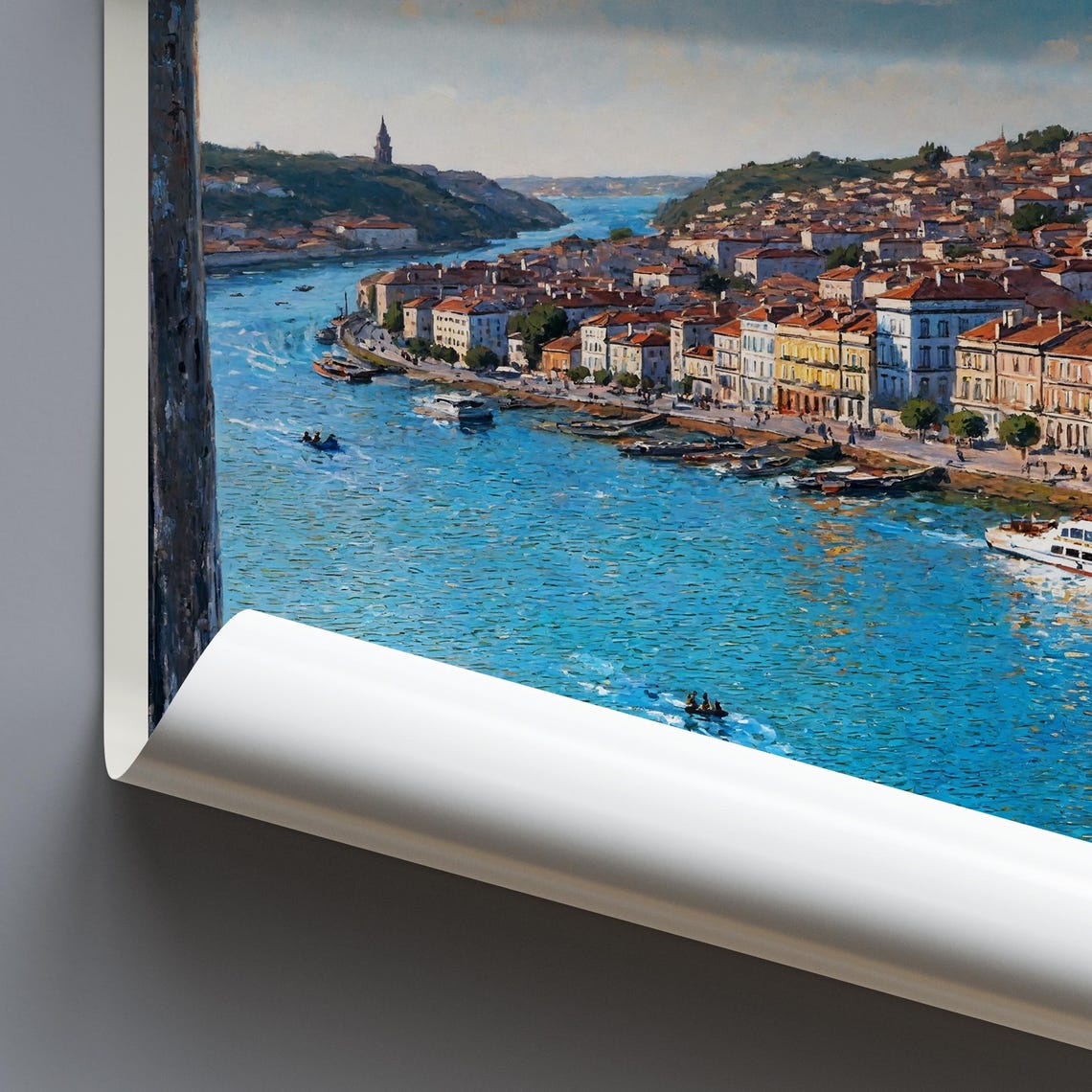 Porto Portugal Douro Riverfront Stone Arch View Painted Travel Poster - Image 4