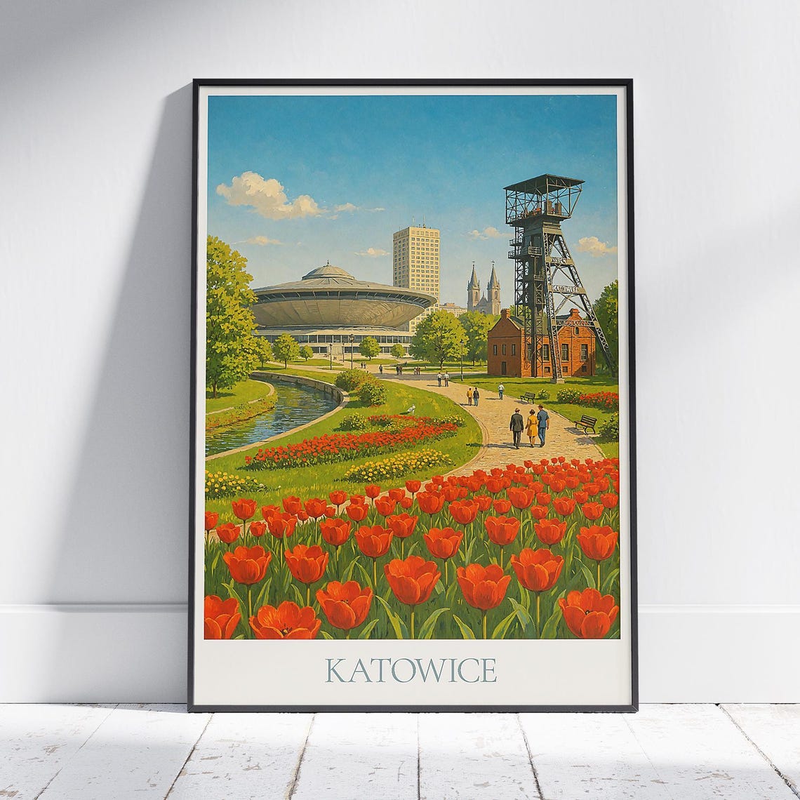 Katowice Poland Spring Tulips Spodek Park Blooming Garden Poster