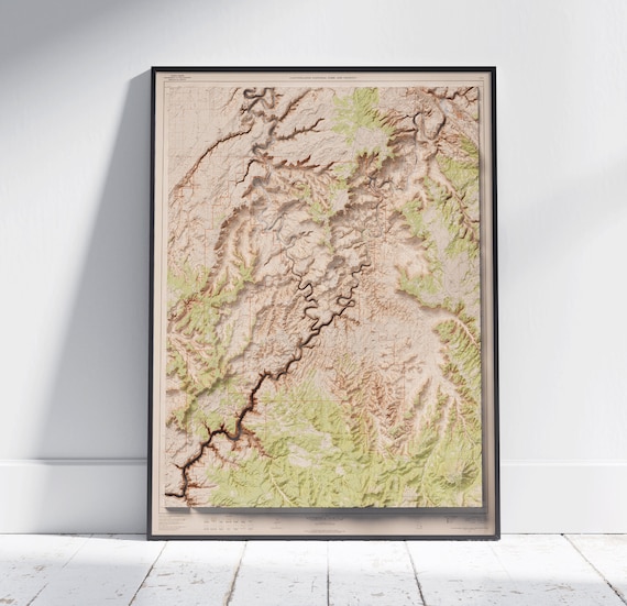 Canyonlands National Park Utah Shaded Relief Map Wall Poster