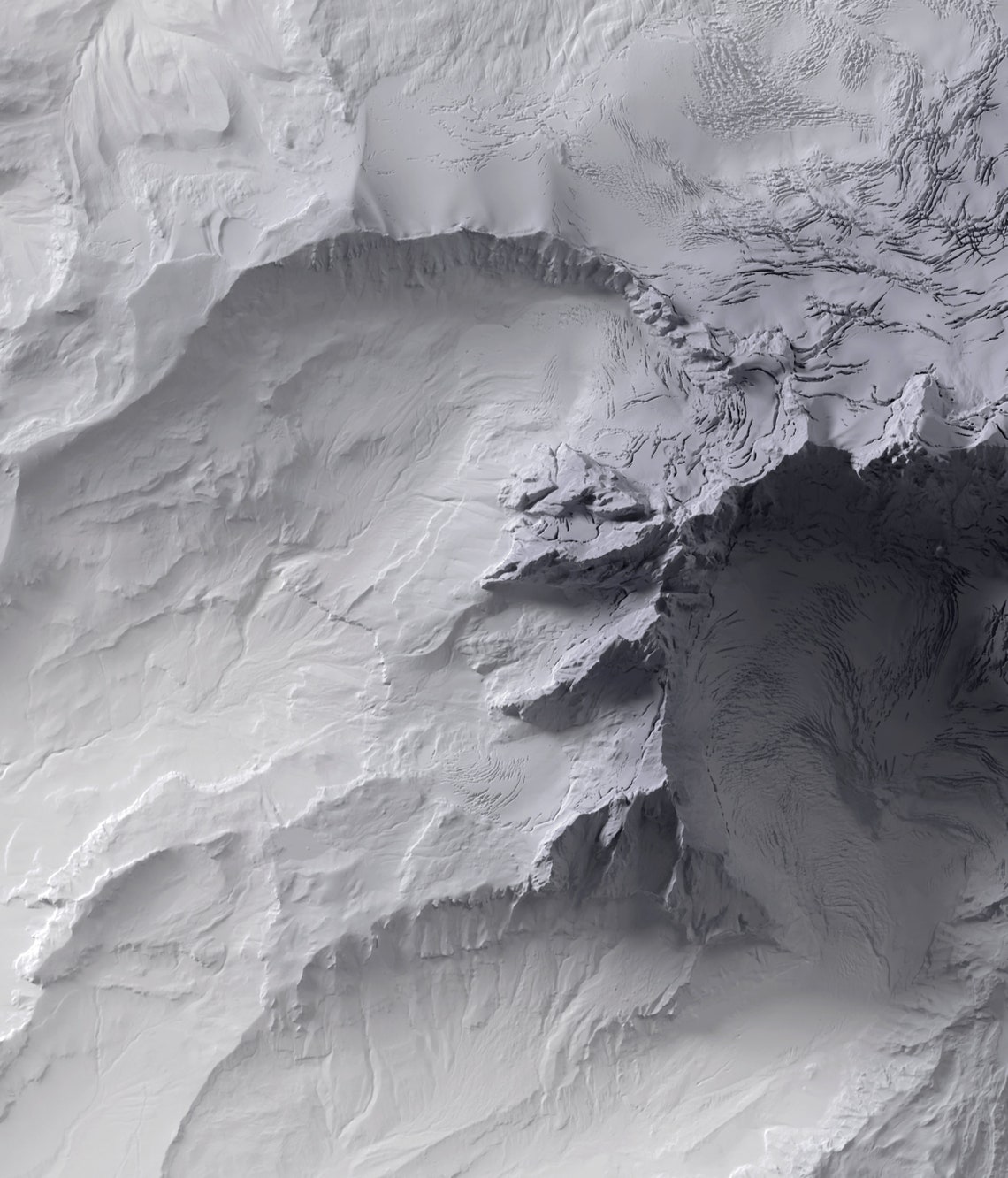 Mount Baker Washington Grayscale Topographic Relief Map Art Print - Image 3