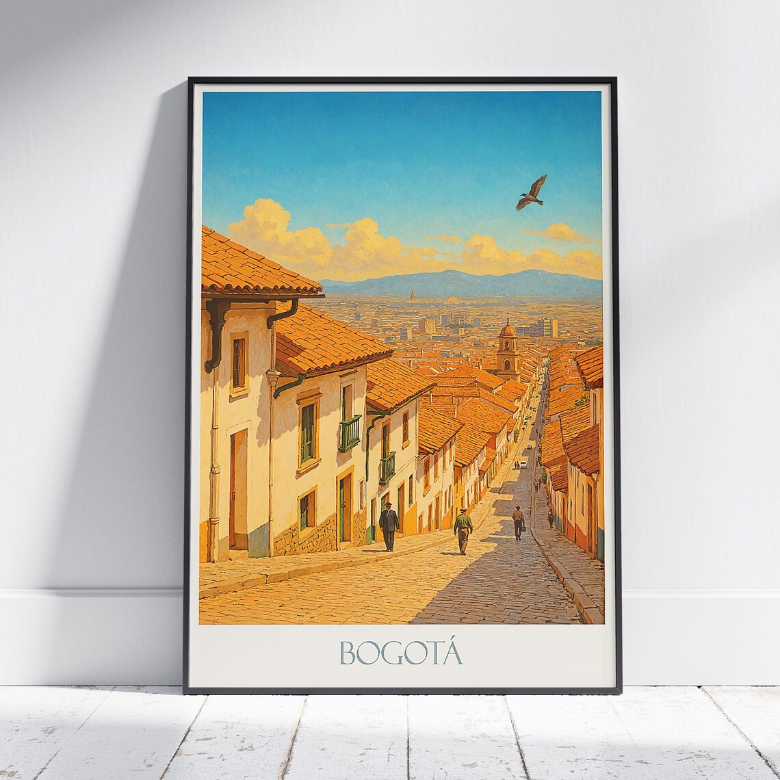 Bogota La Candelaria Old Town Vintage Travel Cityscape Poster