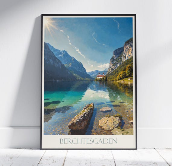 Berchtesgaden Travel Print Germany Travel Poster Painted Wall Art Home Decor Framed Personalized Print Vacation Travel Gift