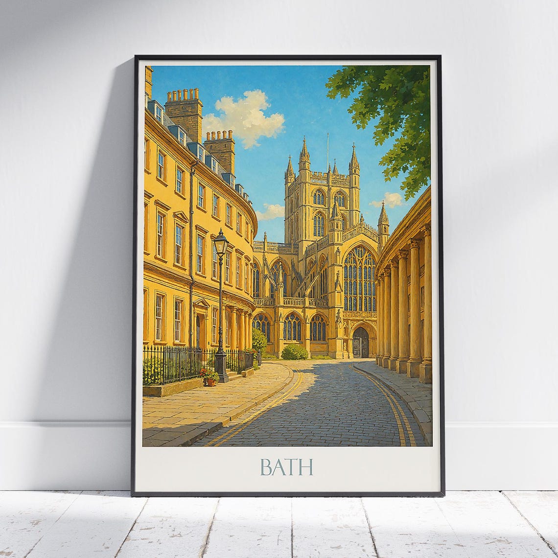 Bath Abbey Georgian Street Scene Vintage Travel Poster England