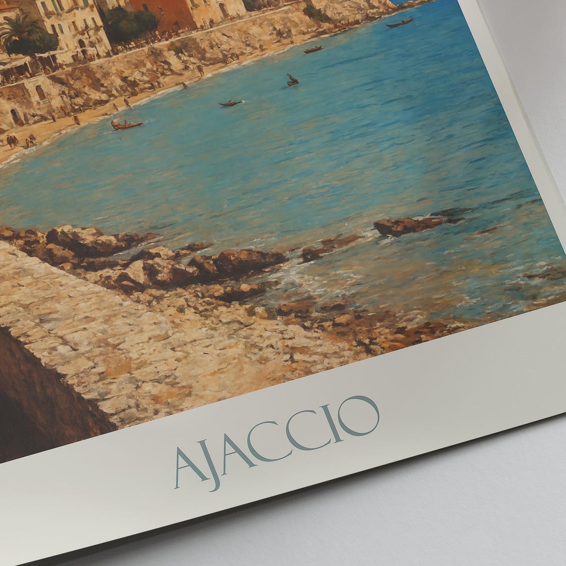 Ajaccio Corsica France Seaside Town Beach Cove Painted Poster - Image 3