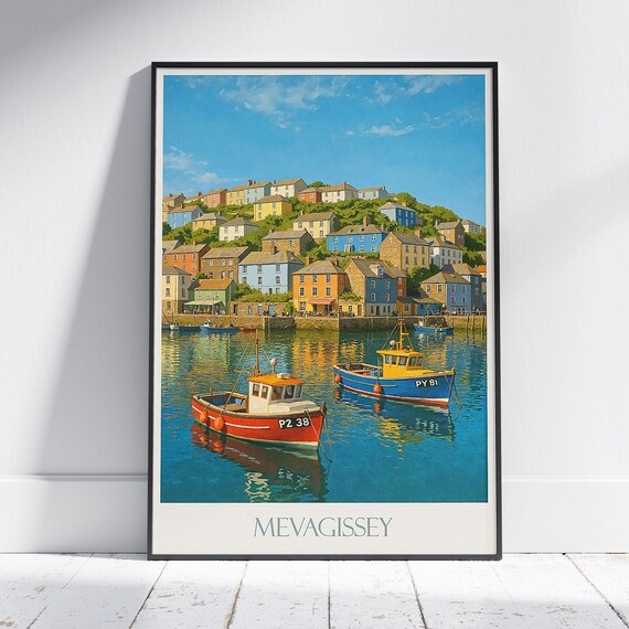 Mevagissey Cornwall Fishing Boats And Colourful Harbour Poster