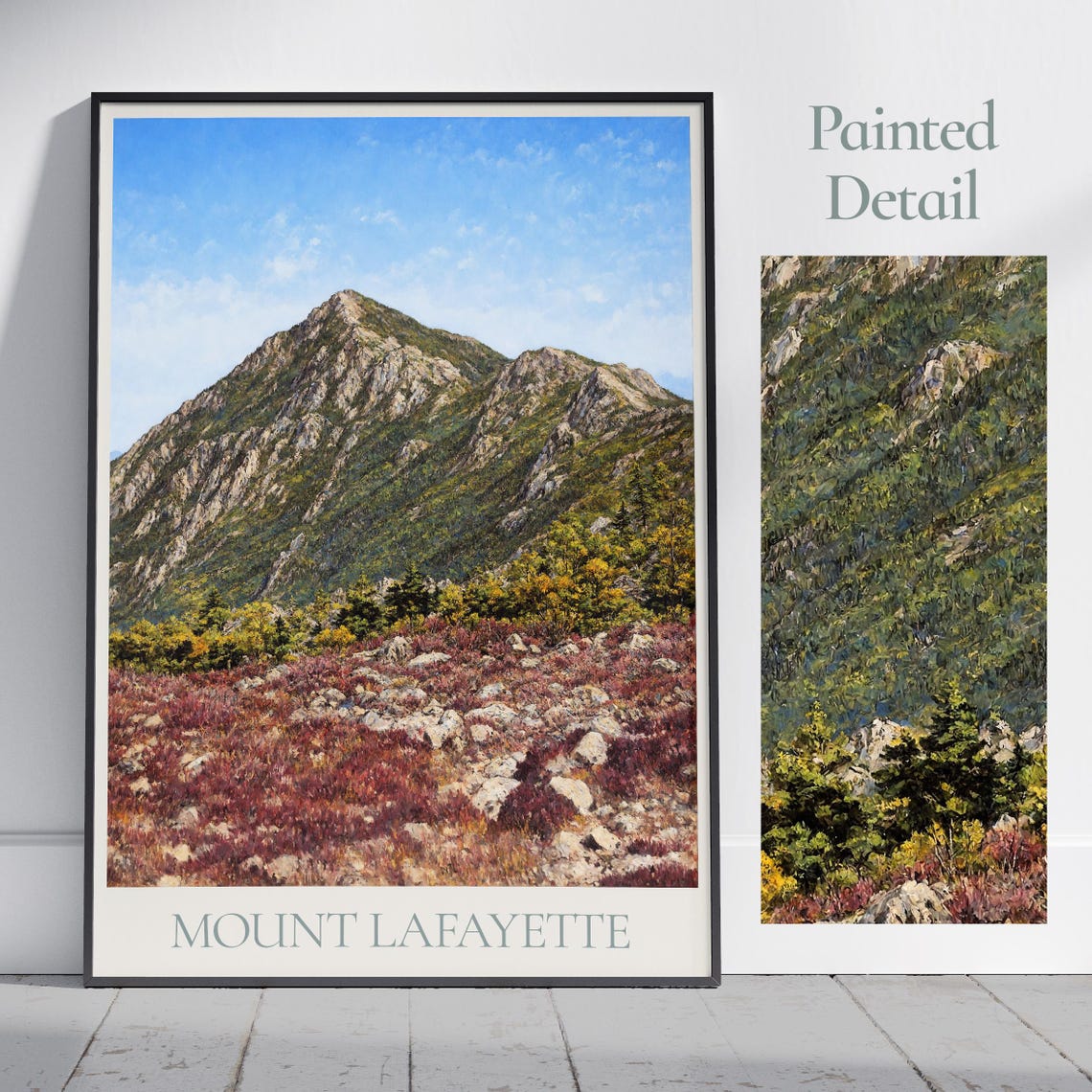 Mount Lafayette New Hampshire Painted Travel Poster Fall Summit View