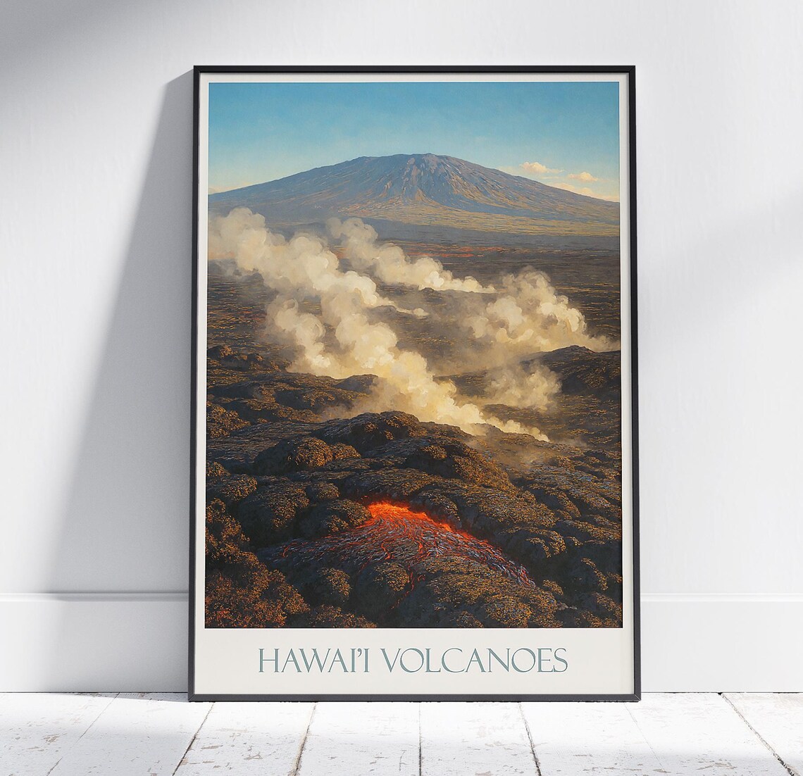 Hawaiʻi Volcanoes Lava Flow Smoke National Park Hawaii Travel Poster