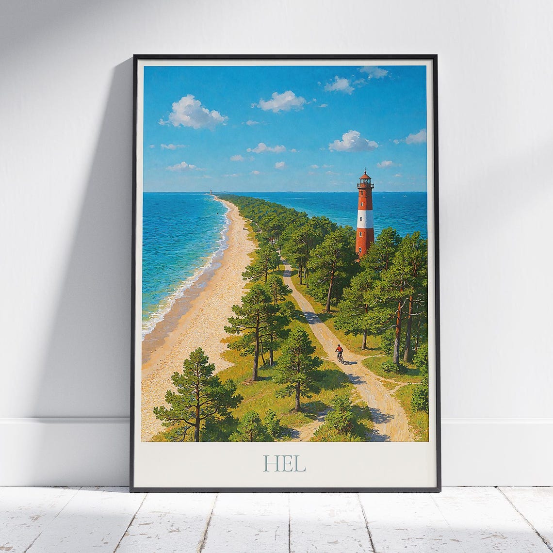 Hel Peninsula Poland Lighthouse Beach Pine Forest Scene Poster