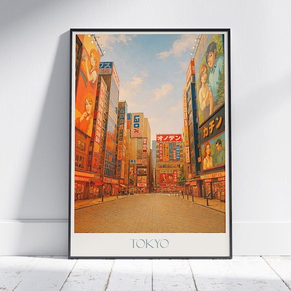 Tokyo Akihabara Neon Signs Retro Anime Street Japan Travel Poster
