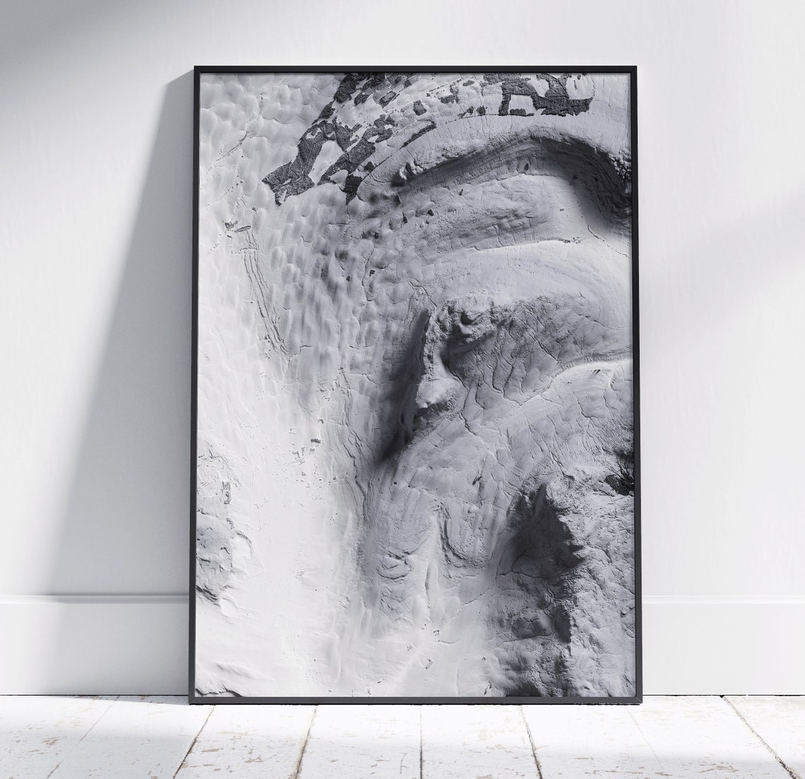 Pen Y Ghent Yorkshire Dales Grayscale Relief Map Detail Art Print
