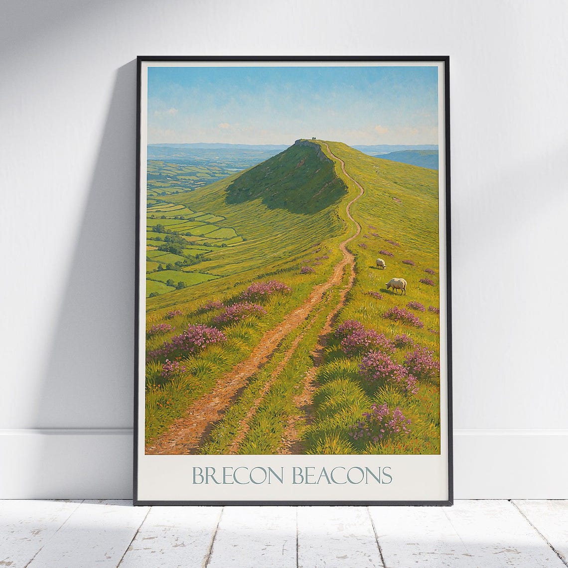 Brecon Beacons Ridge Trail Welsh Hills Heather Travel Poster
