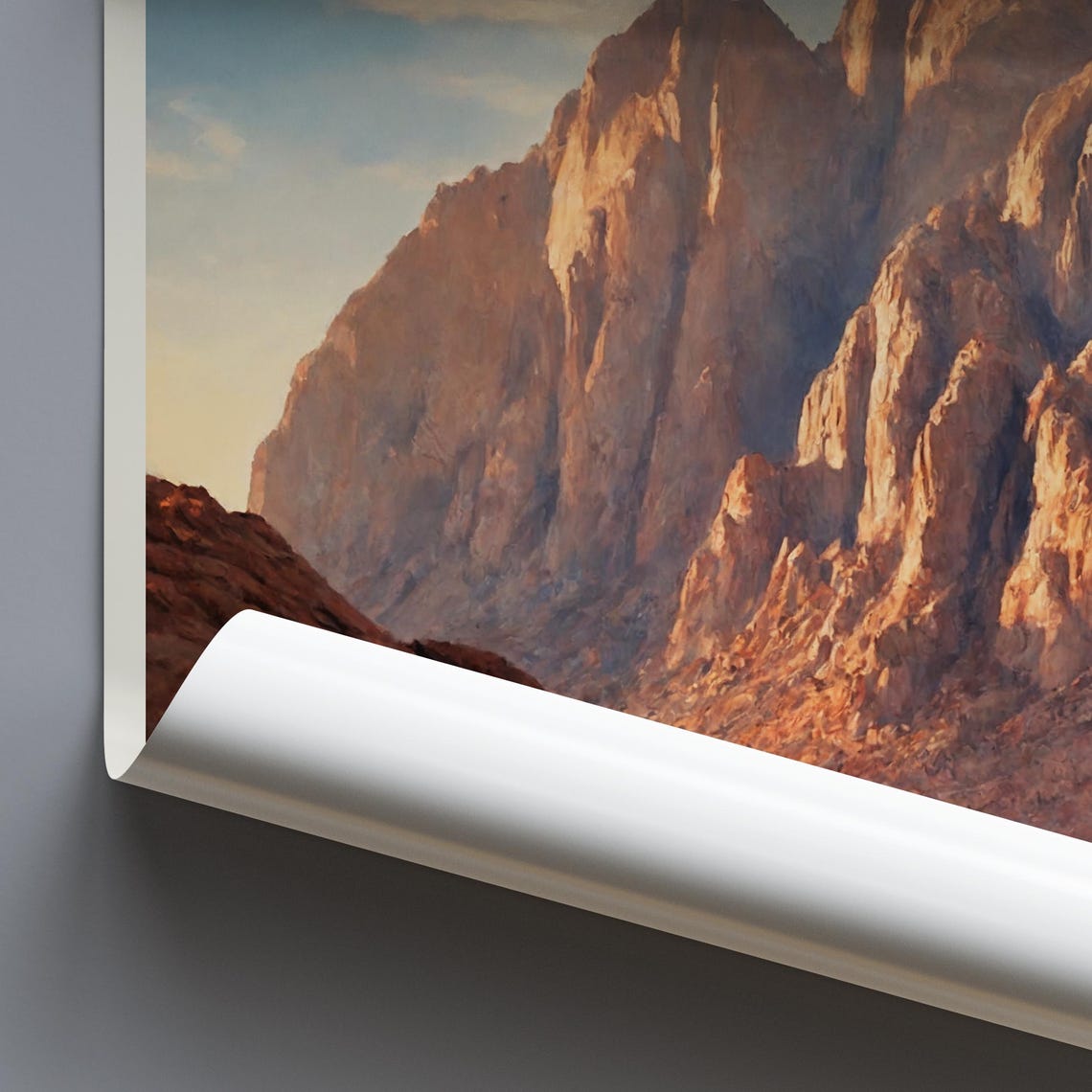 Mount Sinai Desert Peaks Sunrise Golden Light Egypt Painted Art Poster - Image 3