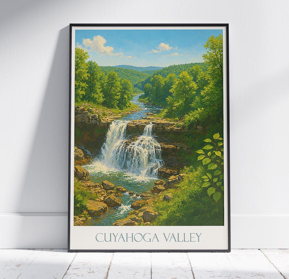 Cuyahoga Valley Waterfall Forest Vintage National Park Travel Poster