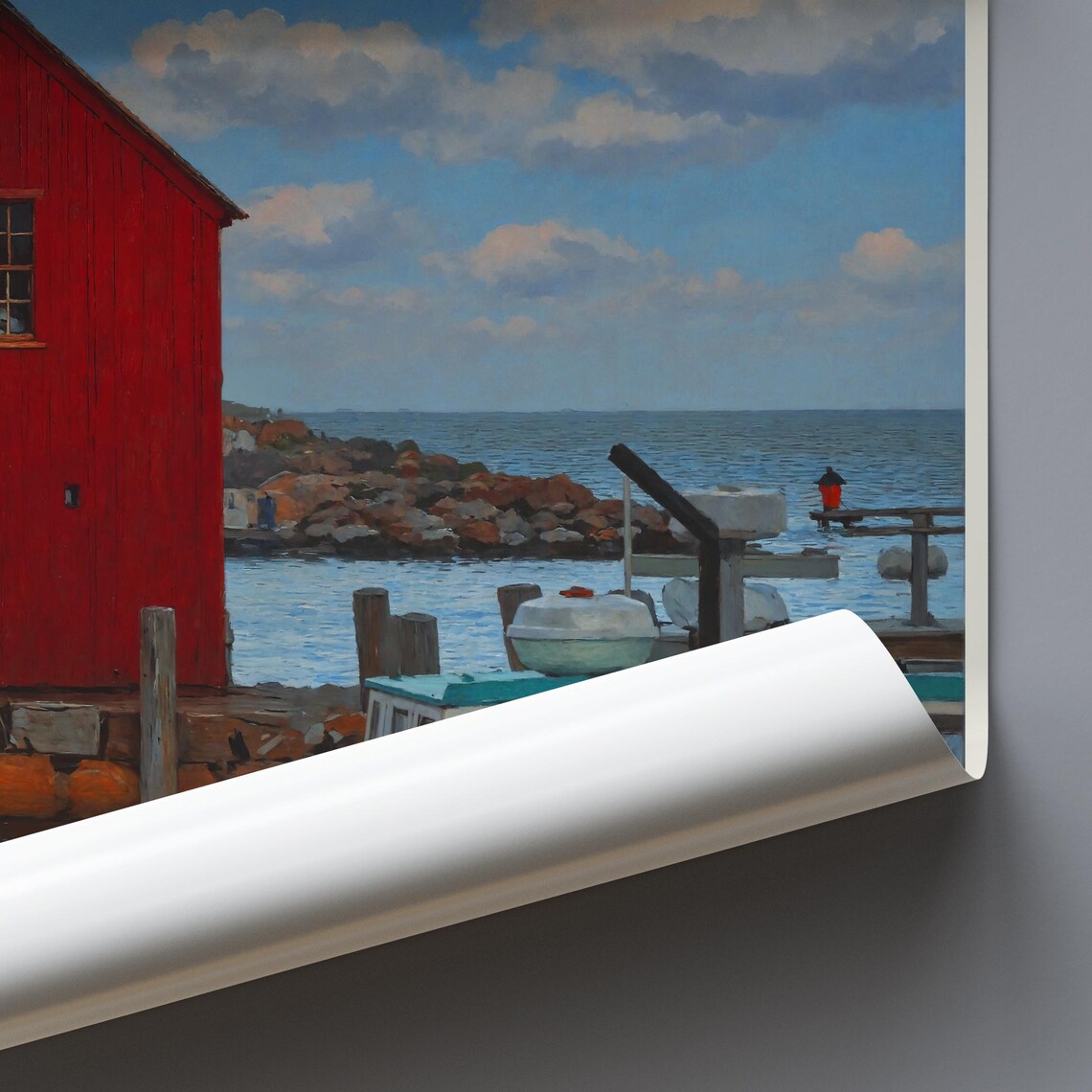 Rockport Massachusetts Harbor Lobster Boat Painted Travel Poster - Image 3