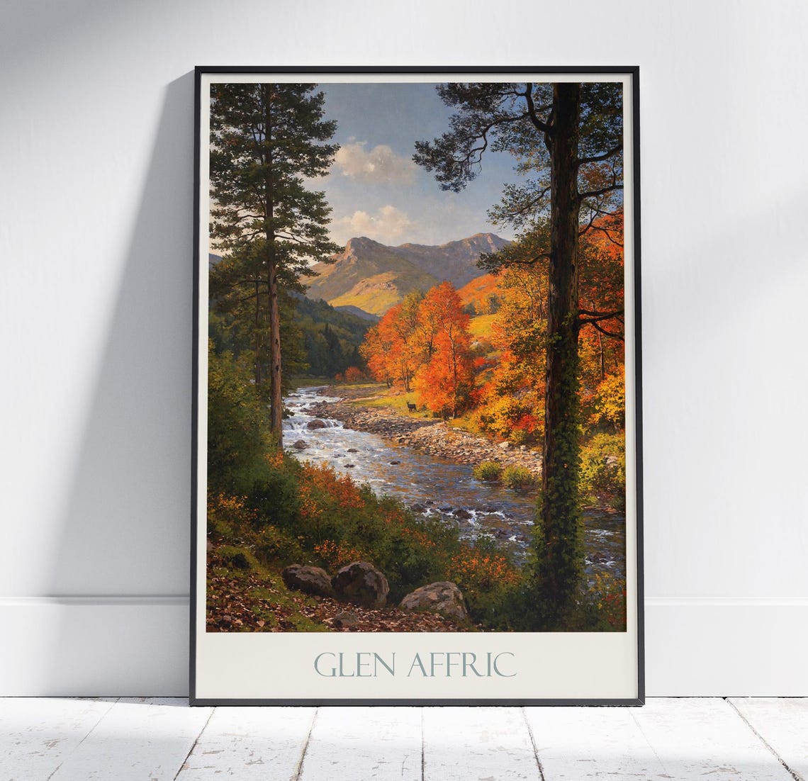 Glen Affric Autumn Pines River Valley Scotland Vintage Travel Poster