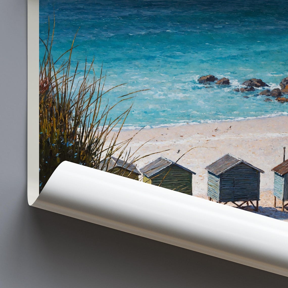 Comporta Beach Huts Painted Dune Cabins And Turquoise Ocean Poster - Image 4