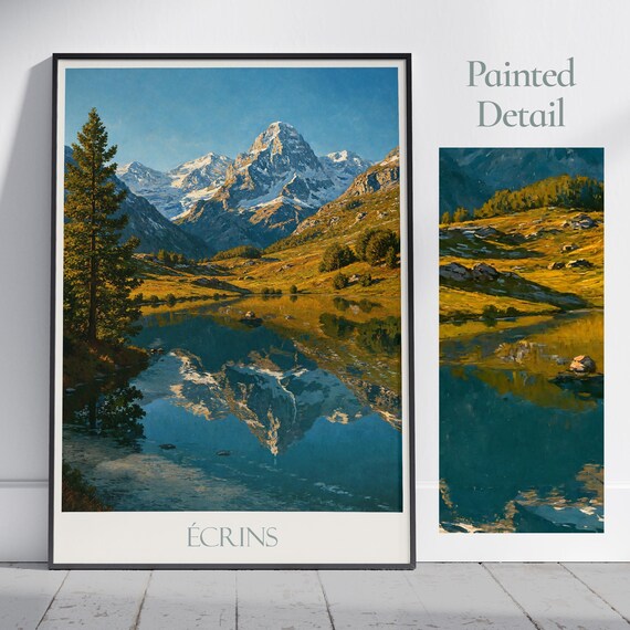 Ecrins National Park Alpine Lake Mirror Reflection France Poster