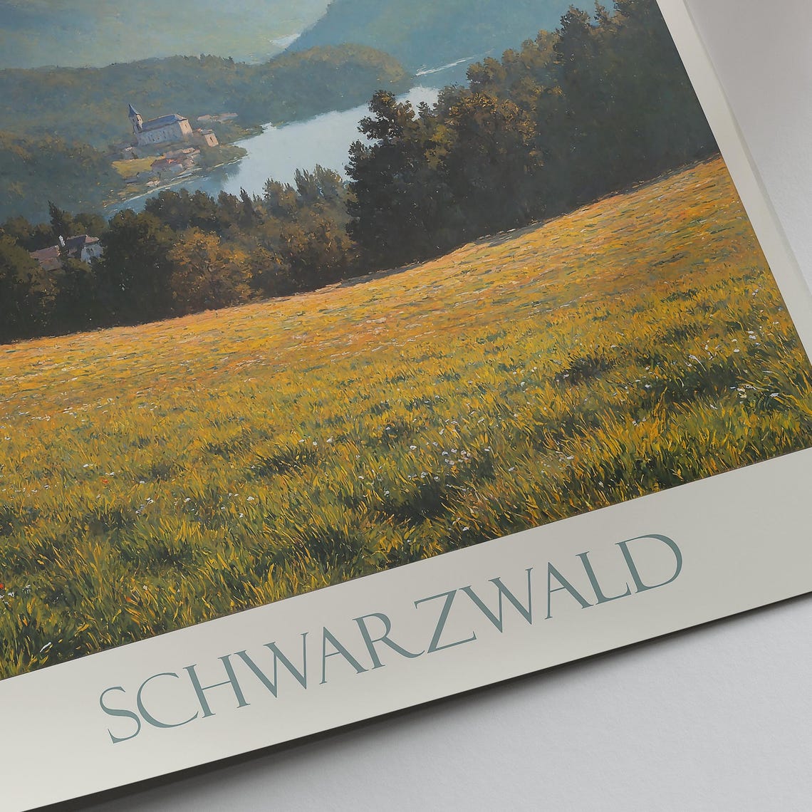 Schwarzwald Germany Painted Travel Poster Black Forest Hills Lake - Image 2