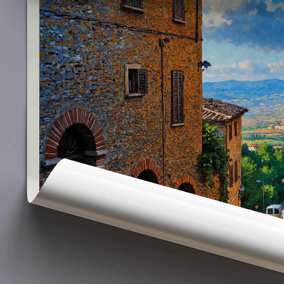 Montepulciano Old Town Cobblestone Street Tuscany Italy Travel Poster - Image 3
