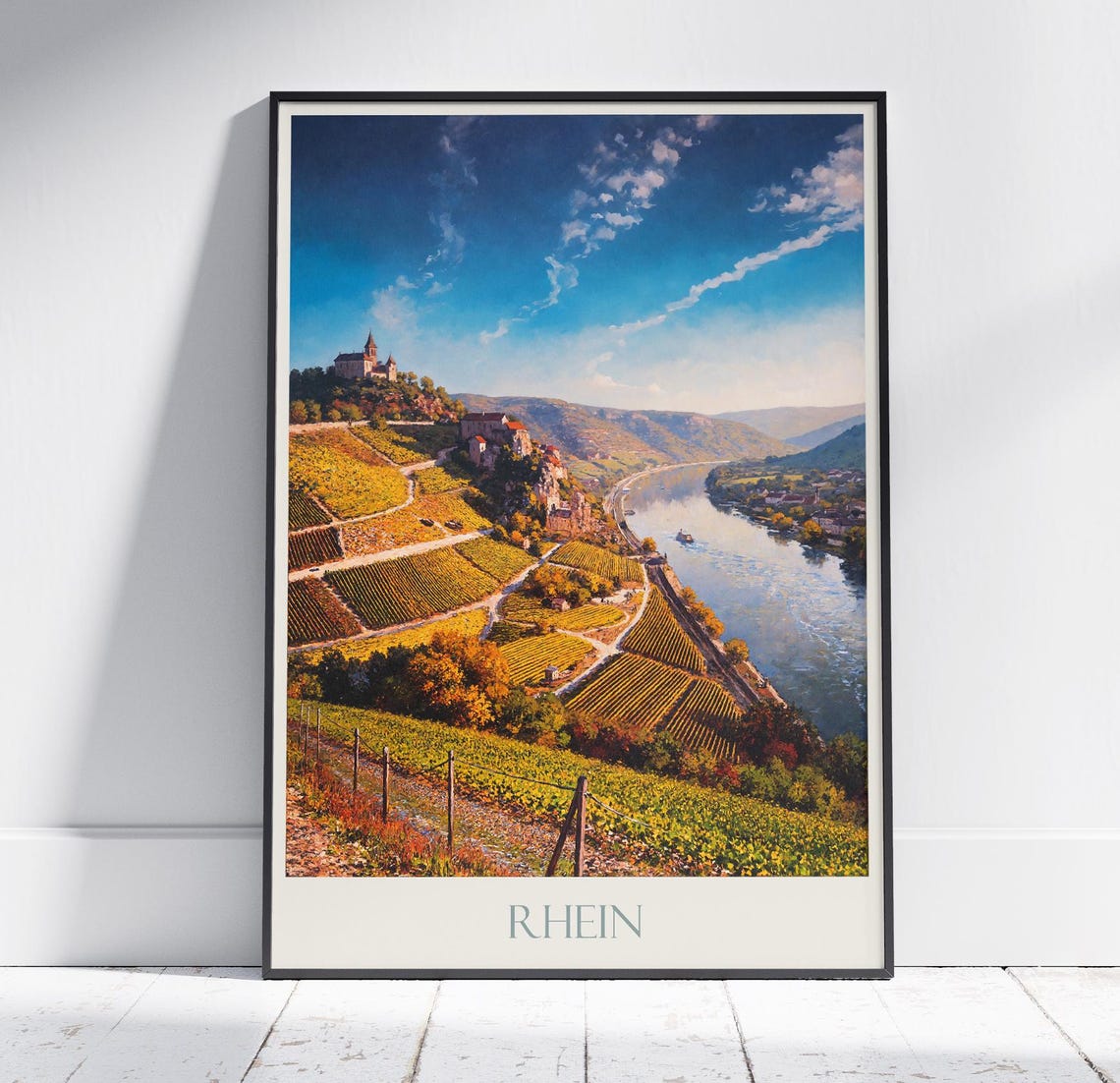 Rhine Valley Germany Vineyard Landscape Painting Travel Poster