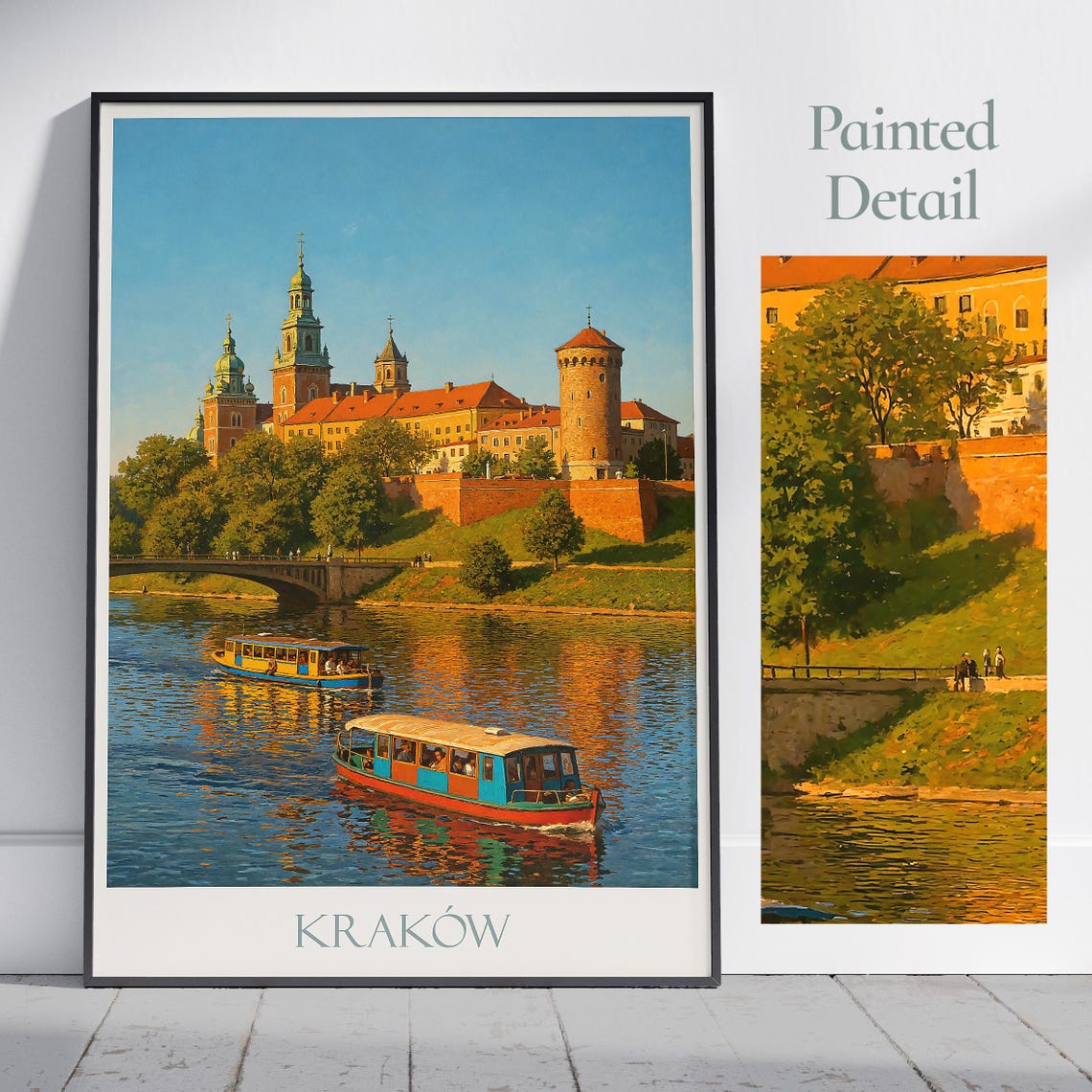 Krakow Wawel Castle River Tour Boats Golden Reflection Poster