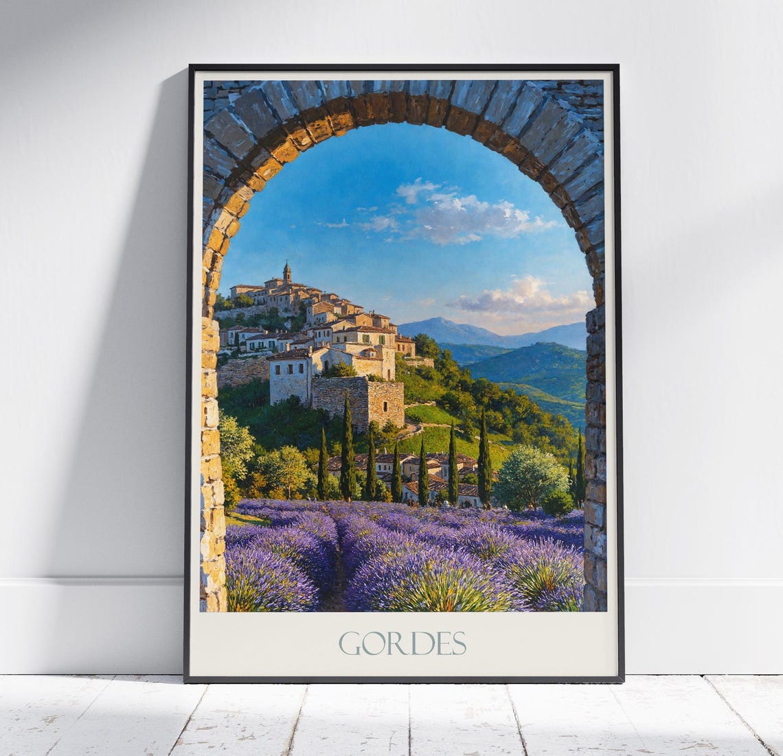 Gordes Provence Lavender Fields Hilltop Village Stone Arch Poster