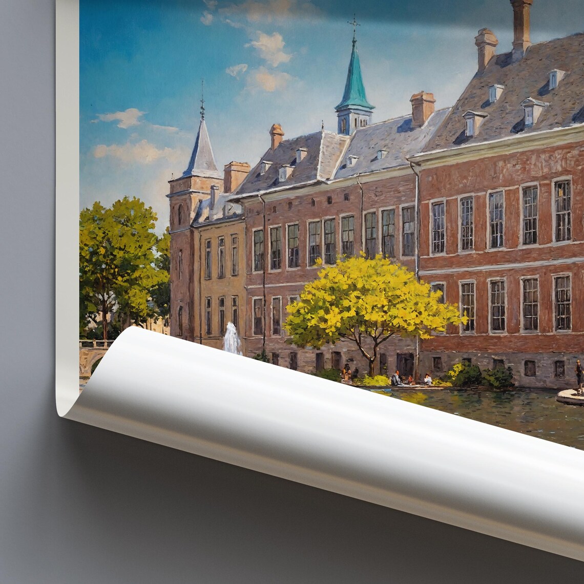 Den Haag Netherlands Binnenhof Palace Castle Pond Travel Poster - Image 3